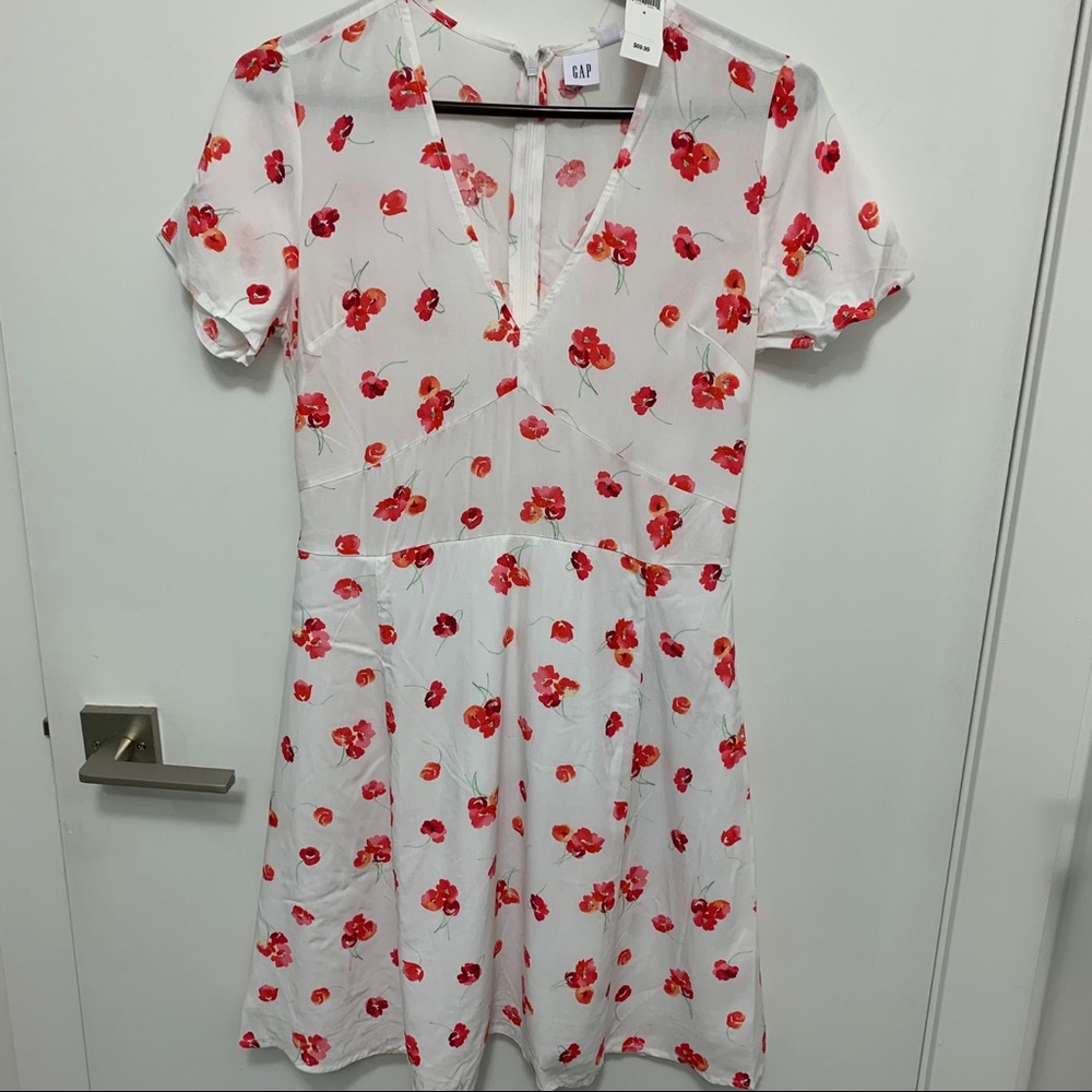 White and red floral Gap dress